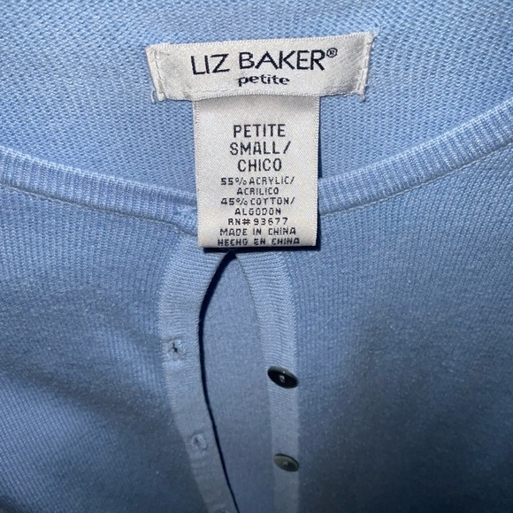 Liz baker petite SMALL CHICO lightweight light blue button up cardigan sweater - Picture 2 of 6